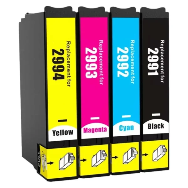 Съвместими мастила Epson T2991–T2994 Комплект 4 бр. – черно, циан, магента и жълто за мастиленоструйни принтери Epson.