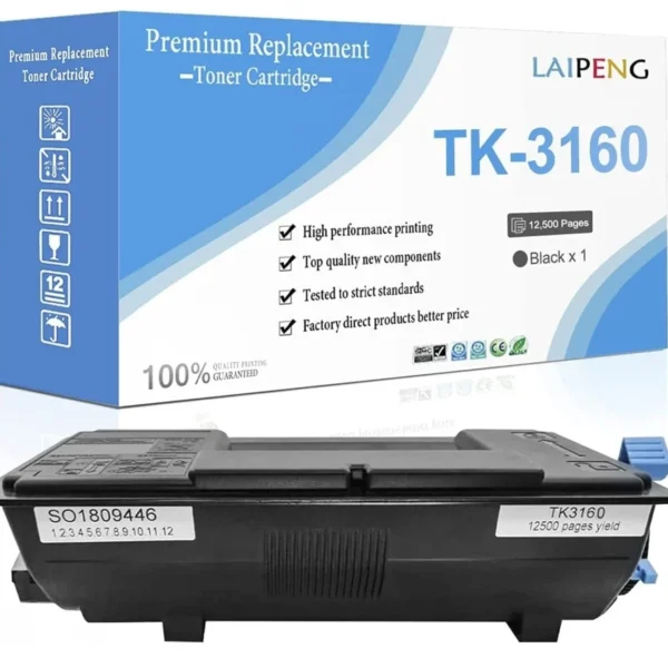 Съвместима черна тонер касета Kyocera TK-3160 за принтери ECOSYS P3045dn и ECOSYS P3145dn