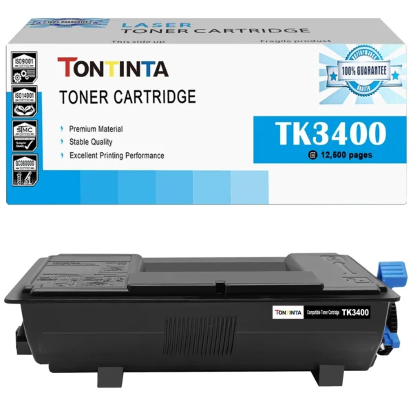 Съвместима черна тонер касета Kyocera TK-3400 с капацитет до 12 500 страници.